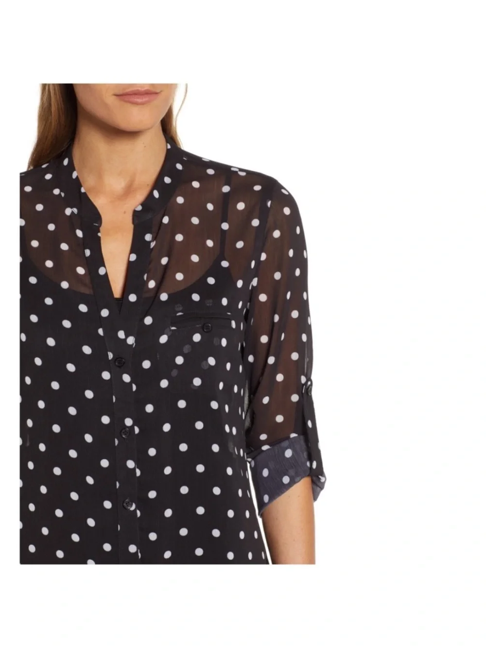 KUT from the Kloth Jasmine Polka Dot Sheer Blouse S NWOT - Picture 4 of 7